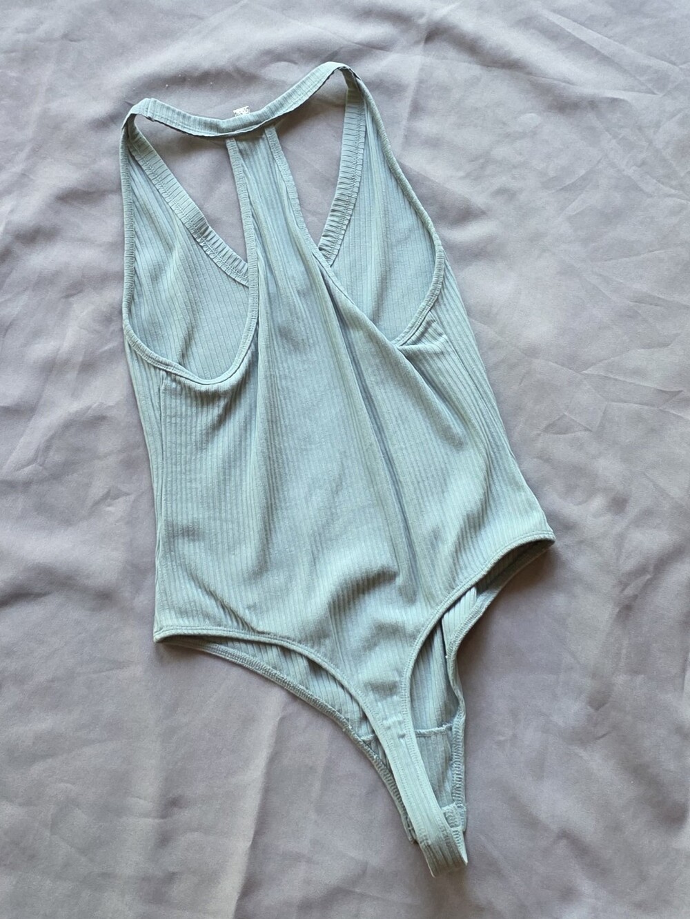 Free People Ribbed Racerback Bodysuit in Sage - Picture 3 of 6